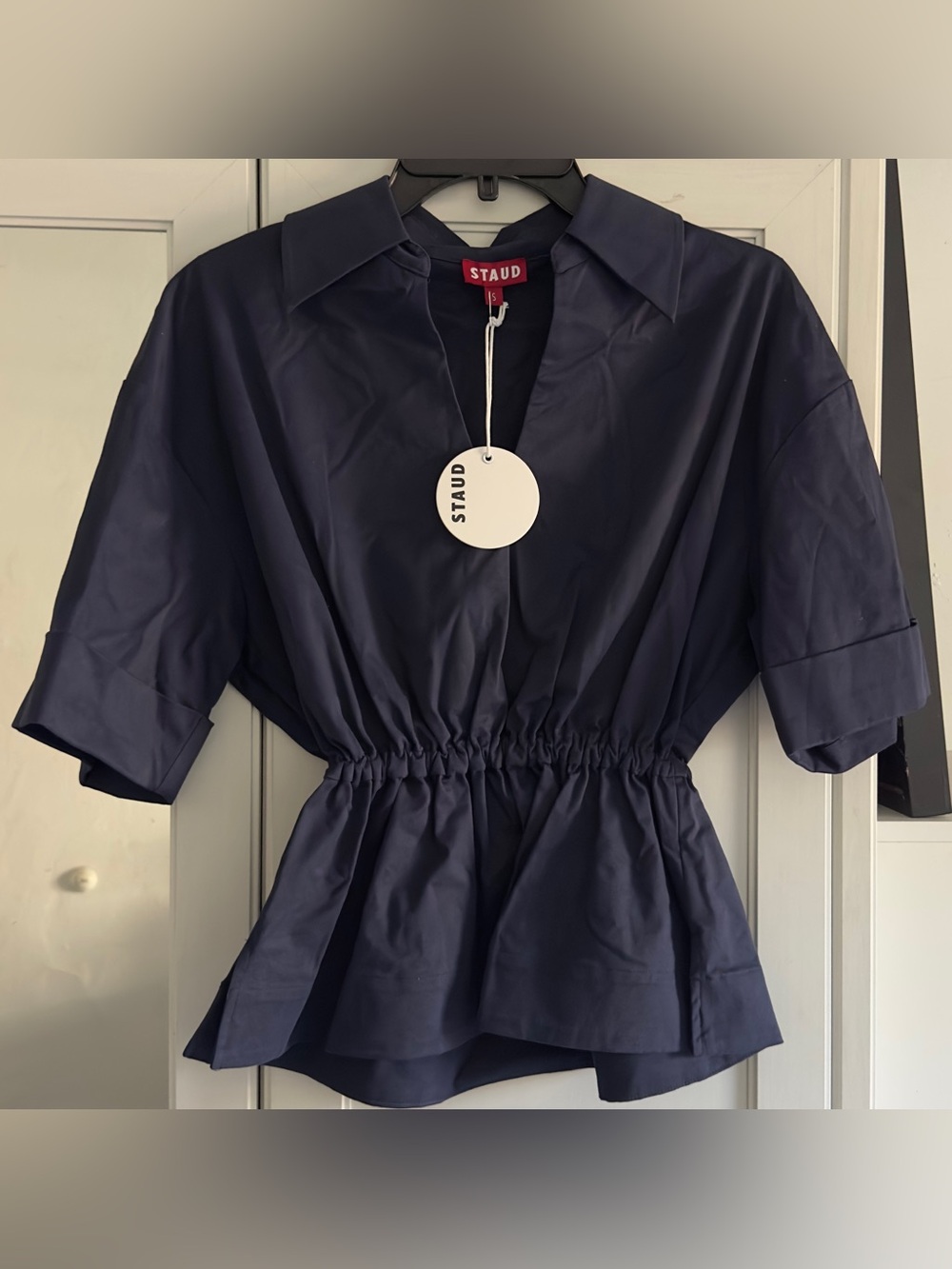 Staud Bristol Top in Navy Blue Size Small